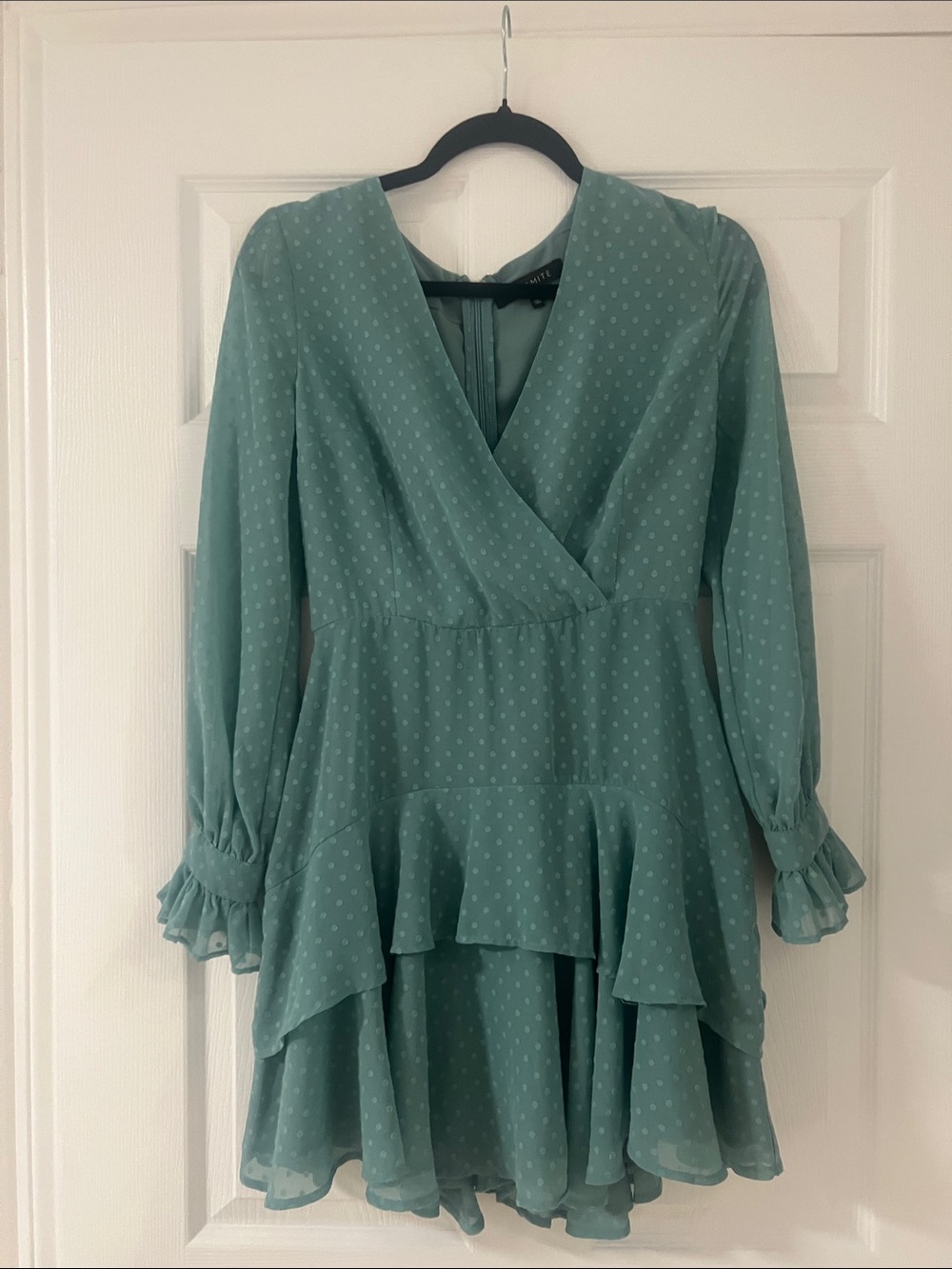Teal Long-Sleeve Ruffle Dress